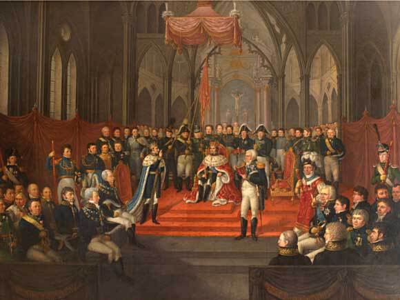 Carl Johan blir kronet til Norges konge. (Malt av Jacob Munch 1822 og fotografert av Kjartan Hauglid, Det kongelige hoff)